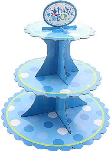 Youmewell Cardboard cupcake stand Blue for Party and Decoration