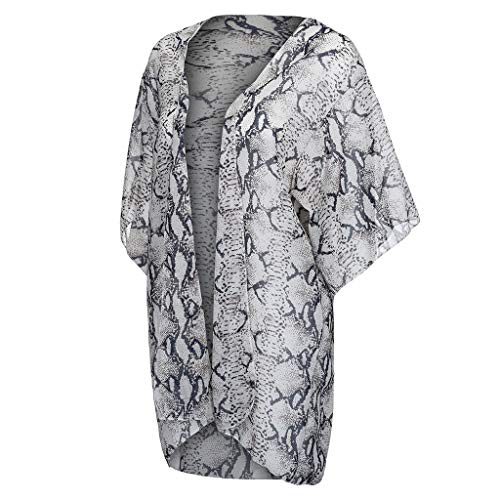 Womens Kimono Cardigan, Women Lace Bohemian Beach Long Oversized Kimono Coat (Gray A, L) - Thumbnail 5