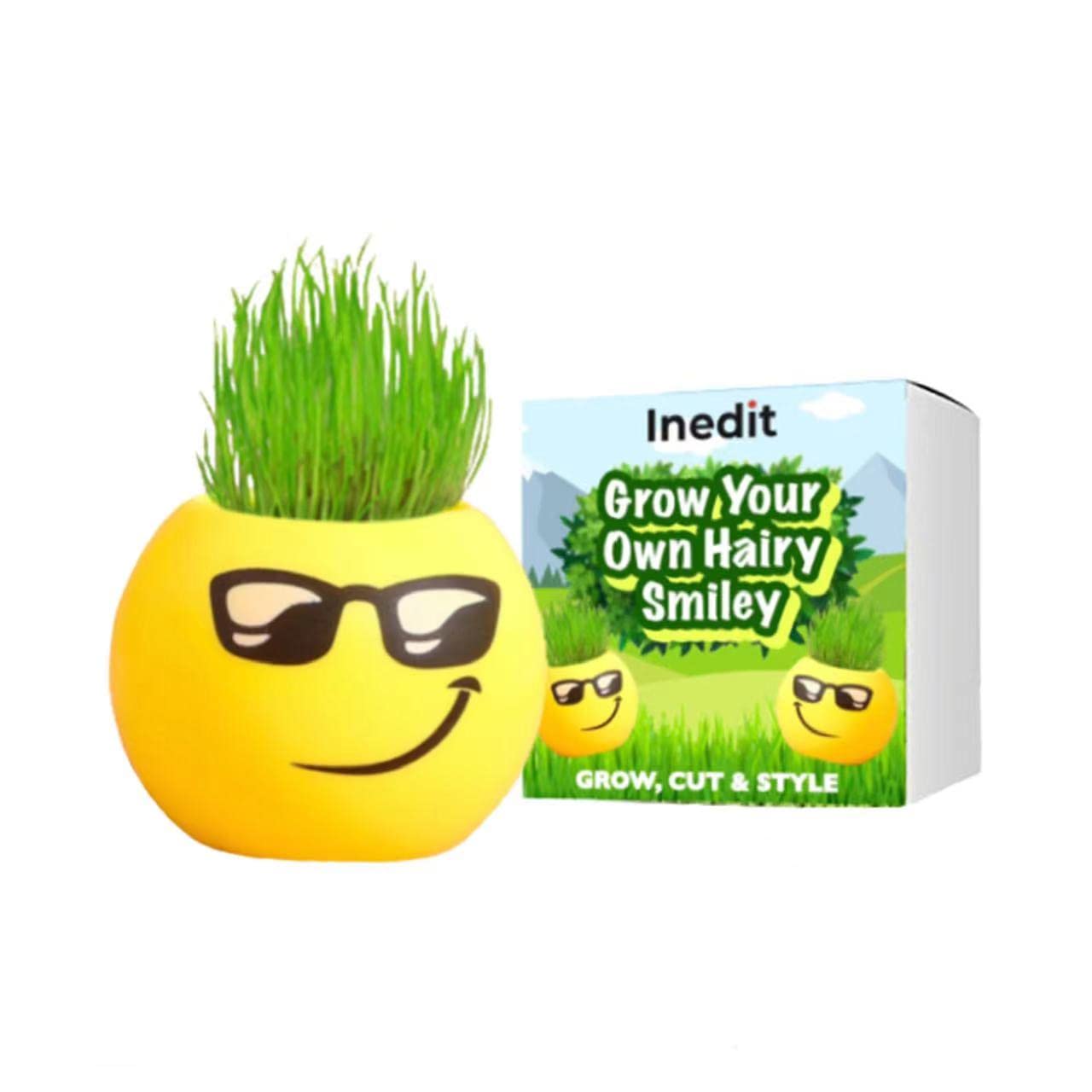 Grow Your Own Kits - Grow Your Own Hairy Smiley - Perfect Cute and Funny Gift for Men Women Kids - Fresh Grass Plant for Home and Garden Decoration