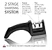 RKITCHEN Knife Sharpener for Straight Kitchen Knives - Professional 2-Stage Sharpening System - Transform Your Blunt Knives Into Razor Sharp Knives - Safety Handle and Non-Slip Base - BLACK