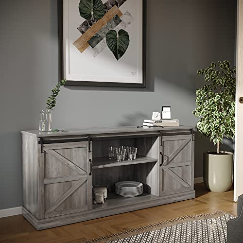 BELLEZE Modern 58 Inch Farmhouse TV Stand & Media Entertainment Center