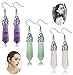 FIBO STEEL Quartz Stone Dangle Earrings for Women Girls Healing Chakra Gemstone Earring