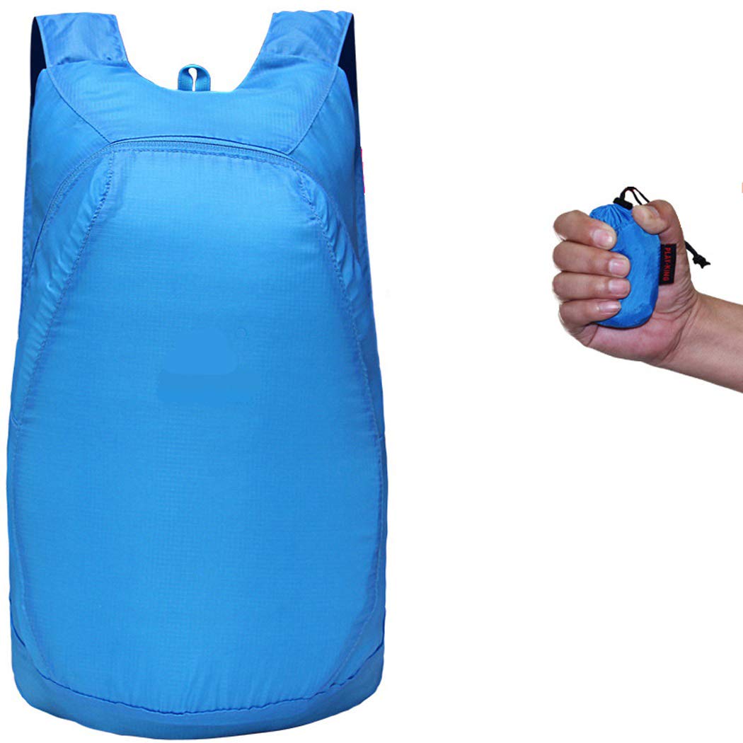 Abcsea 1 piece blue packable outdoor backpack 20L, ultra lightweight foldable backpack, foldable water resistant daypack, small rucksack for Camping, Outdoor, Cycling, School ect