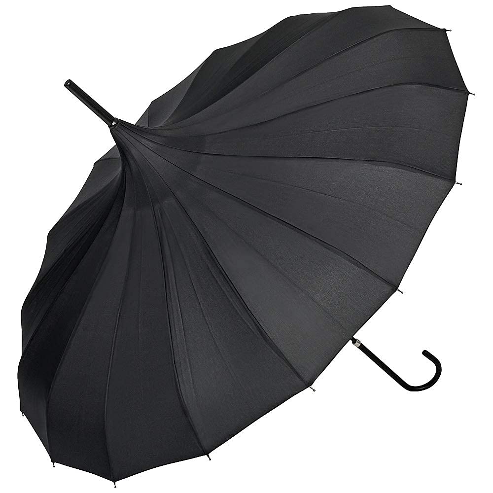 VON LILIENFELD Fabienne Umbrella Wedding Bridal Umbrella Pagoda, black,