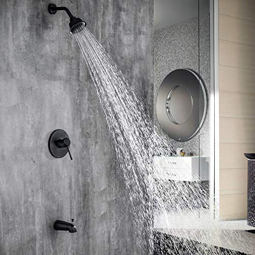 HANEBATH Matte Black Tub and Shower Faucet Set, Shower Trim Kit with Pressure Balance Valve and