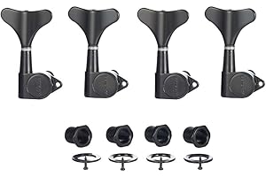KAISH 4 String 18:1 Sealed Bass Tuners Bass Guitar Tuning Keys Tuning Machine Heads for Ibanez/Yamaha Style Acoustic/Electric Bass Black