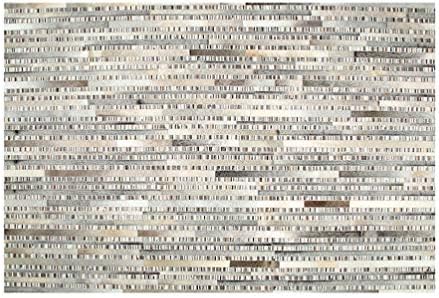 Fydnp Leisure Area Rectangle Rug Cowhide Patchwork Carpet Natural Hide Cow Skin Contemporary Geometric Mosaic Handmade Sewing Pattern Oversized Leather Soft Carpet,Cream,1.6×2.3m