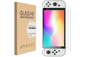 HYGAMOCC Tempered Glass Screen Protector for Nintendo Switch OLED Game Player Transparent HD Clear Anti-Scratch Full Coverage Guard