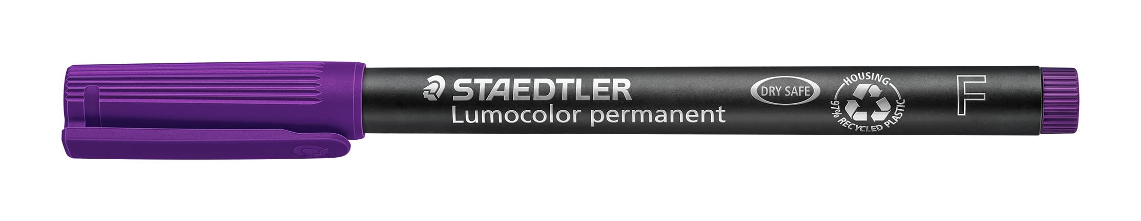 STAEDTLER Lumocolor 318-6 Permanent Marker Violet F-Tip Line Width Approx. 0.6 mm Smudge-Proof and Waterproof Made in Germany Long Life 10 Purple Universal Pens in Cardboard Case