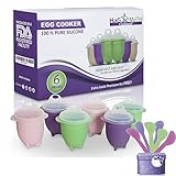 Hag & MaTH Egg Cooker for Microwave, Boiled Egg Cooker and Omelet Maker Without the Shell in 1 Minute- the Ultimate Kitchen Gadget - Set of 6 Non-Stick Silicone Egg Poacher Cups and Lids + Bonus Items