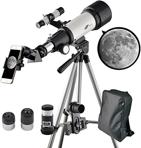 Telescope 70mm Apeture 400mm AZ Telescope - Travel Scope for Kids - Good Partner to View Moon and Planet With Tripod and 10mm Eyepiece Smartphone Adapter