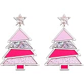 Christmas Tree Earrings Acrylic Christmas Holiday Earrings Colourful Christmas Tree Drop Dangle Earrings for Christmas Jewelry Gifts for Women