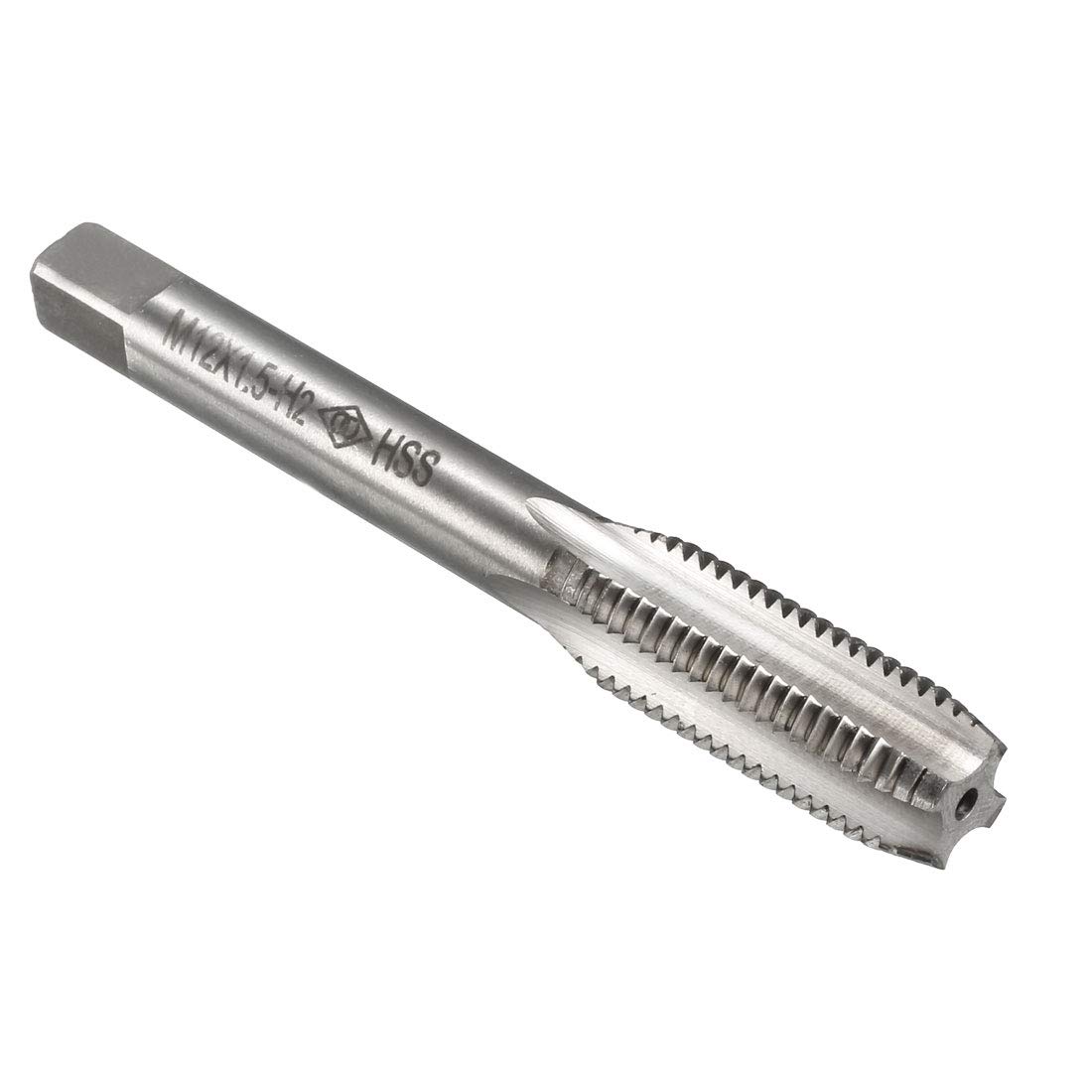 sourcing map Metric Machine Tap M12 x 1.5mm H2 High Speed Steel 4 Straight Flutes Screw Tapping Threading Machinist Repair DIY Tool