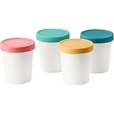 Tovolo Sweet Treat Reusable Ice Cream Container Set of 4, Assorted Tropics – 6 oz Stackable BPA-Free Storage Tubs with Silicone Lids for Freezer, Dishwasher Safe