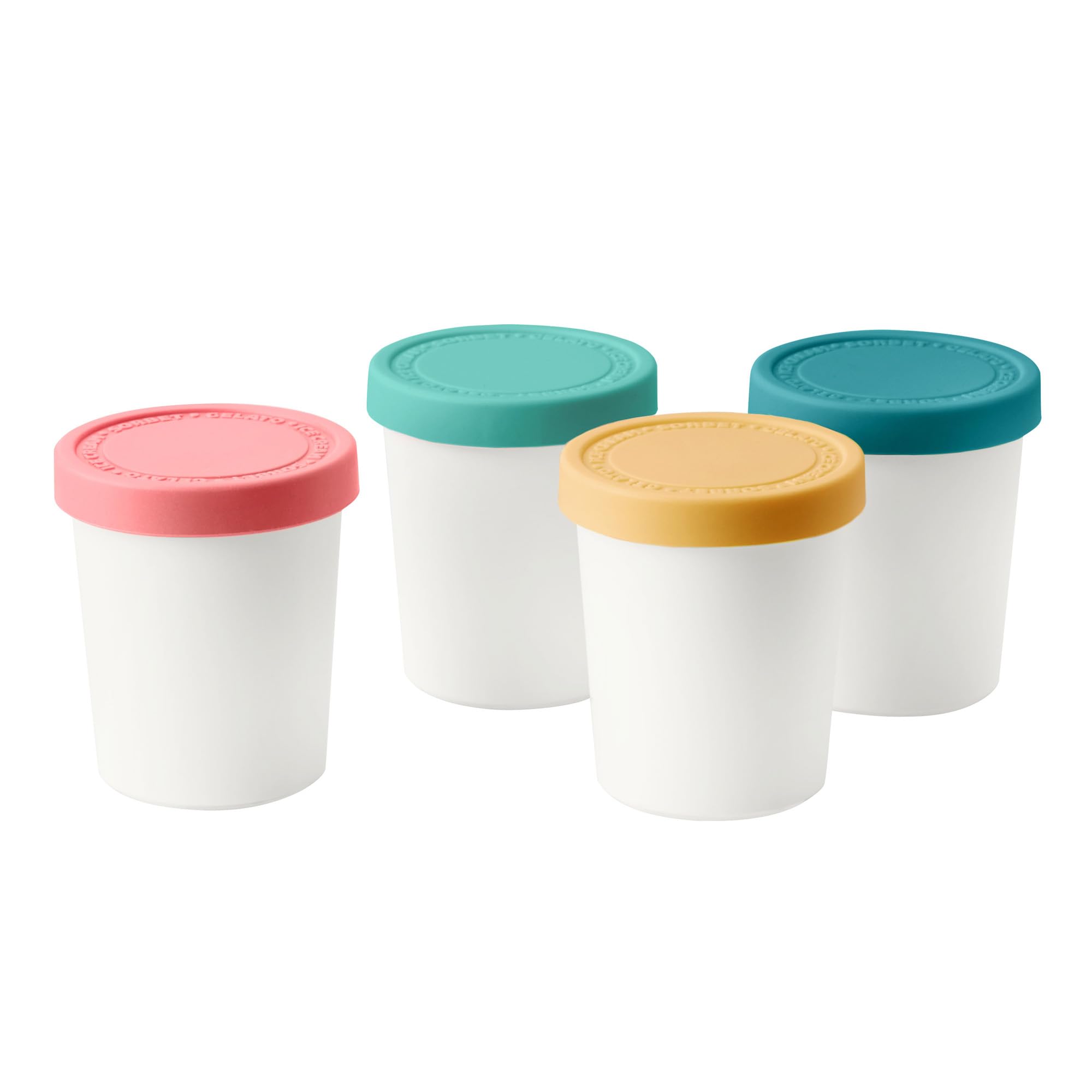 Photo 1 of Tovolo Sweet Treat Reusable Ice Cream Container Set of 4, Assorted Tropics – 6 oz Stackable BPA-Free Storage Tubs with Silicone Lids for Freezer, Dishwasher Safe