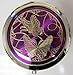 Gift Square Décor Purse Handbag Double Compact Cosmetic Mirror - Two Butterflies - Dark Purple