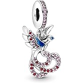 Chinese Mythical Phoenix Dangle Charm 925 Sterling Silver Pendant,Jewelry Beads Gifts for Women Bracelet&Necklace A0148
