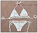 Itopfox Women's Knitted Swimsuit Crochet Bralette Shell Bikini Set White One Size, White, One Size