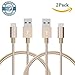 SAUS 2 Pack 10ft Extra Long Nylon Braided USB Charging 8 Pin Cables Cord with Aluminum Connector for Samsung, HTC, Motorola, Nokia, Android, and More (Gold) 