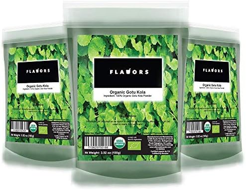 FLAVORS 100% Organic Pure Gotukola Premium Quality Powder - USDA Certified - 10.5 ounces Resealable Stand-Up Pouch!!!