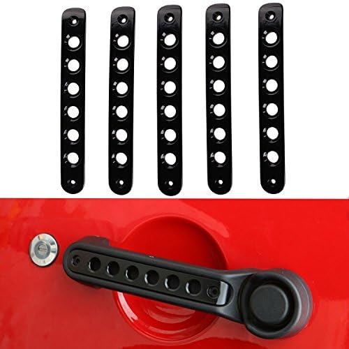 Grab Handle Inserts Cover 5 Pcs, Black Aluminum Side Door Handle Decoration Trim for Jeep Wrangler JK Unlimited 2007-2017 Sport Rubicon Sahara 4 Door