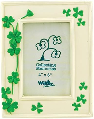 Inlefen HOMIEBUDS Home Axentz Green Clover Leaf Leaves Flower Collectible Photo Picture Frame, 4x6, St Patrick's Irish, Standing Table Top