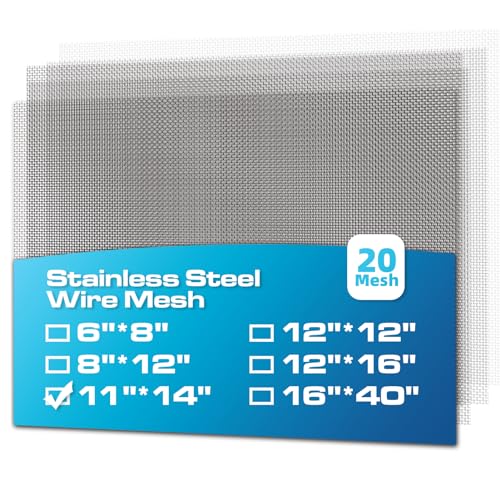 AMZDEPOT 4 Pack 11x14 Inch Wire Mesh, 20 Mesh Stainless Steel Mesh
