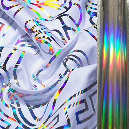 Moyishi Holographic Heat Transfer Vinyl Bundle HTV Spectrum Silver Rainbow Color for T-Shirt Clothing 1 Meter (Rainbow)