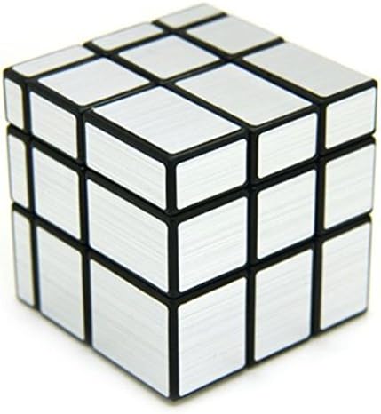 3 x 3 Mirror Cube Puzzle, Jopuzia Brushed Mirror Sticker 3D Puzzle Speed Cube Magic Cube Puzzle Toy, Silver Black