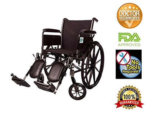Lightweight Wheelchair Arm Detachable with Elevating Legrest By Healthline Trading (18" FULL ARM)