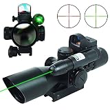 UUQ 2.5-10x40 Clarity+ Combo Rifle Scope Dual Illuminated Mil-dot W/Green Laser and Mini Reflex 3 MOA Red Dot Sight