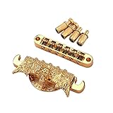 Ireav 1 Set 6 String Guitar Roller Saddle Bridge Tailpiece for LP Gibsons Electric Guitar Tune-O-Matic Bridge (Gold)