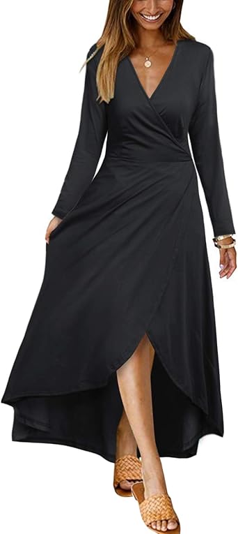 casual v neck maxi dress