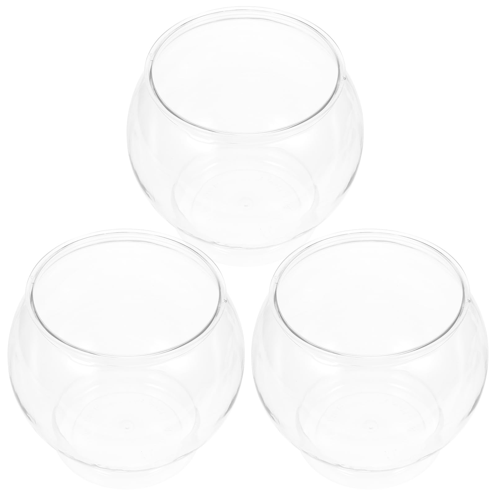 Alipis Alipis Plastic Fish Bowl, 3PCS Clear Gold Fish Bowl Shatterproof Small Betta Fish Tank Desktop Round Aquarium Multi-purpose Bowl for, Drinking, Candy Holder, Vase- L