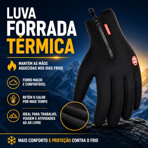 Luva Térmica Moto e Bike, Luva Impermeável, Touchscreen Antiderrapante | Proteção Contra Vento, Frio Intenso Unissex de Corrida, Trilha, Moto, Bike, Uso diário, Compatível com Celular - Premium