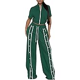 Yeshire Lounge Sets for Women Sweatsuit 2 Piece Outfits Zip-up Sweatshirt Wide Leg Sweatpant Tracksuit Matching Set