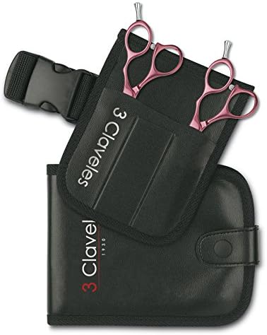 3 claveles12693 โ Hairdressing Kit Case Belt and Scissors Hairdresser Cutting and Sculpting 5.5 inches, Pink