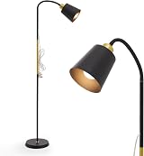 INMOZATA Floor Lamp Retro Arch Adjustable Head E27 Reading Lamp White Gold