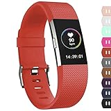 iGK For Fitbit Charge 2 Bands, Adjustable Replacement Bands with Metal Clasp for Fitbit Charge 2 Wristbands Classic Edition Red Large