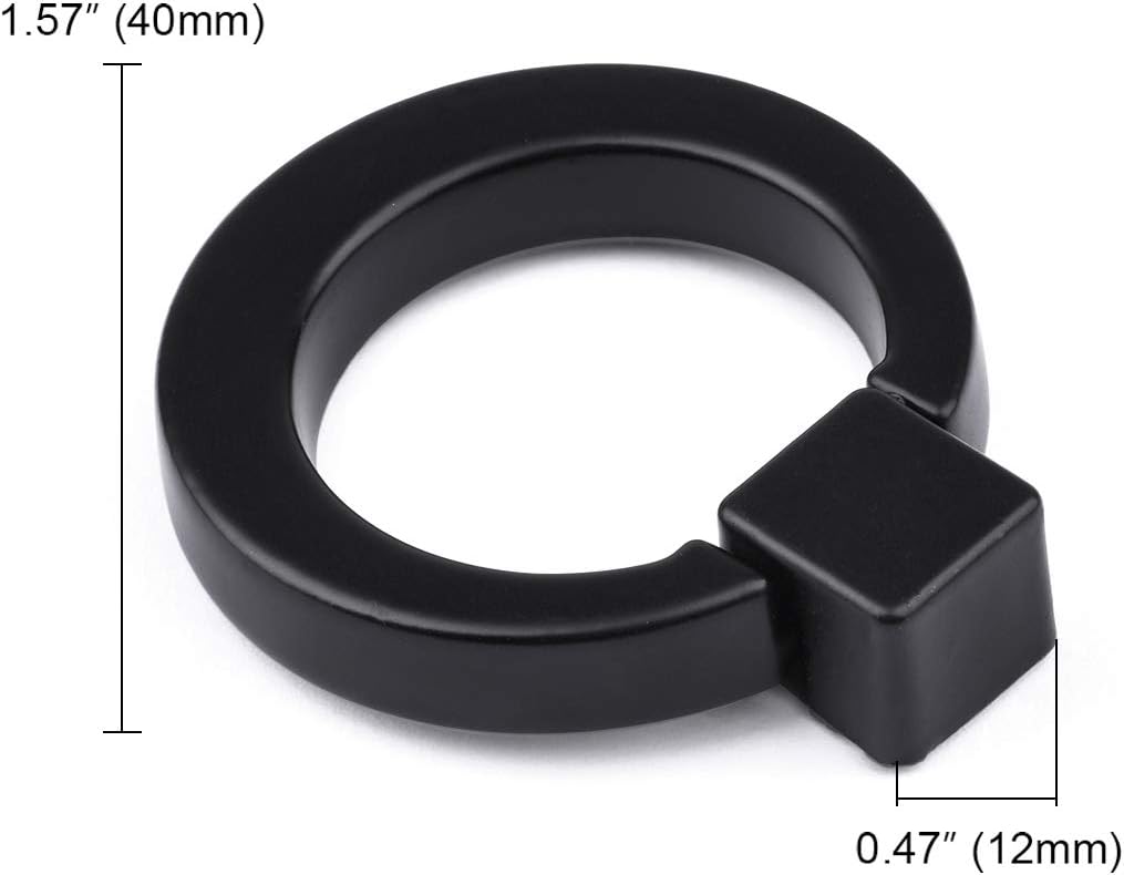 WEAVERBIRD Black Cabinet Knobs 10PCS 28MM Zinc Alloy Single Hole Drawer Pull Kitchen Door Handles with Screws Round Rings for Wardrobe Furniture - Image 3