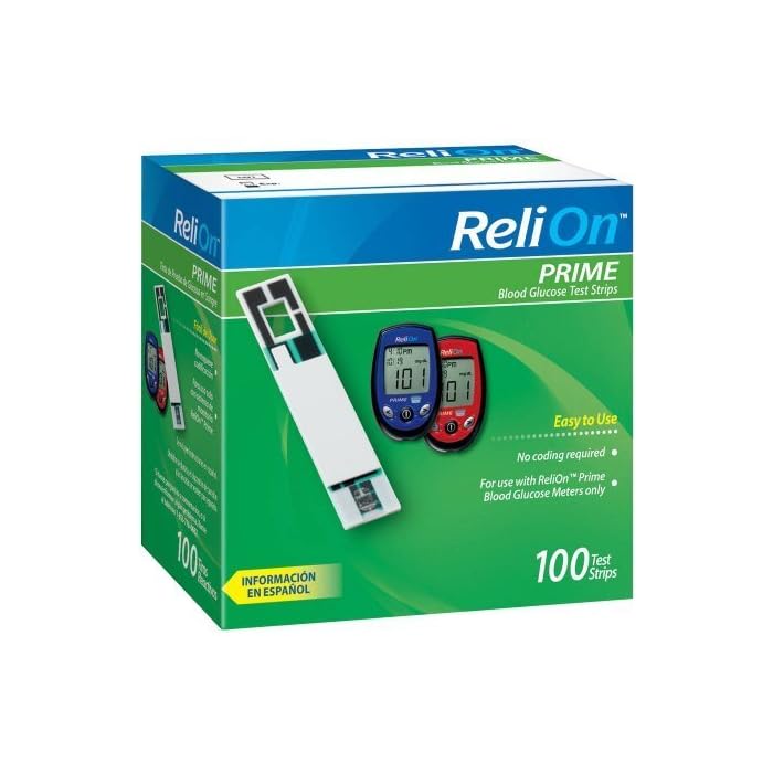 ReliOn Prime Blood Glucose Test Strips, 100 Count, Single Pack