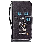 Urberry Iphone SE Wallet Case, Blue Cat Eyes Case for Iphone SE/5/5S, Shock-proof Case with a Free Screen Protector