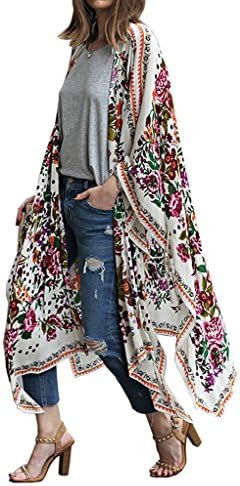 Women's Loose Cover Ups Kimono Cardigan Oversized Chiffon Blouses Swimwear Tops