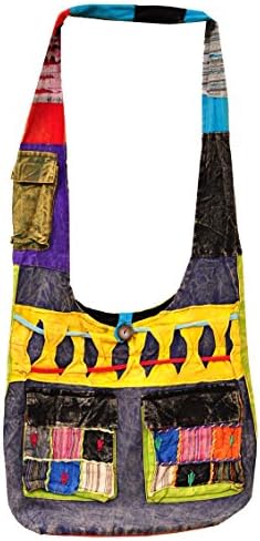 Hippie Bohemian Sling Crossbody Swing Cotton Pattern Shoulder Bag (B64)