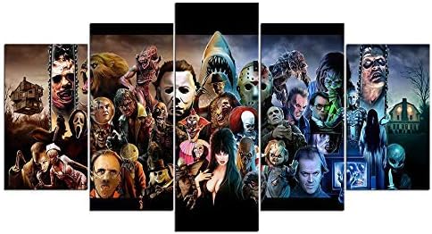 Horror Characters Print Canvas Decoration 5 Pieces