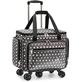 Amythe Rolling Sewing Machine Bag with Wheels, 5-Wheel Carrying Case | 900D Oxford Fabric &bull; Water-Resistant Coating &bull; Thick Padding &bull; 3 Securing Straps &bull; Detachable 5-Wheel Base