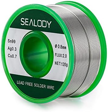Lead Free Solder Wire 120g(4.2 oz) with Rosin Core for Electrical Soldering, Sn99 Ag0.3 Cu0.7 0.8mm