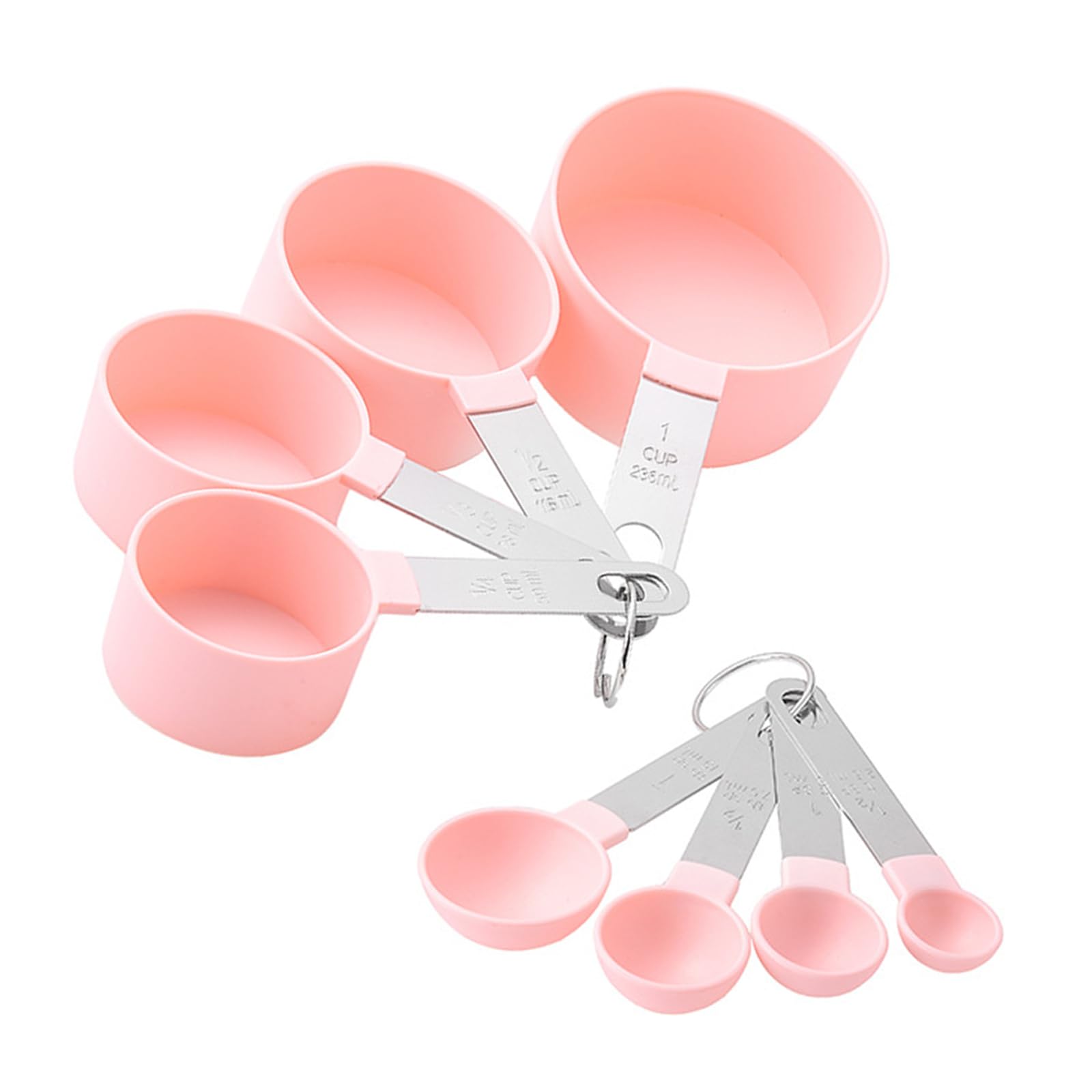 8 Pcs Measuring Cups and Spoons Set Measuring Spoons Sets Cup Measurements Set Nesting Measuring Cups for Measuring Dry or Liquid Ingredients Kitchen Gadgets for Cooking Baking (Pink)