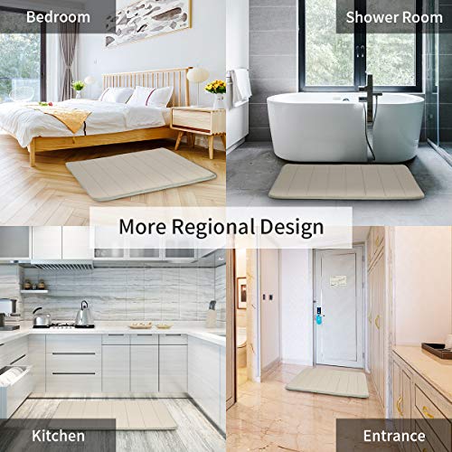 Memory Sponge Bathroom Non Slip mat, Bathroom Kitchen Floor mat, Soft and Comfortable, Machine Washable and Easy to Dry, Thick, Super Absorbent, Coral Velvet Bathroom Carpet (23.6x35.4, Camel)