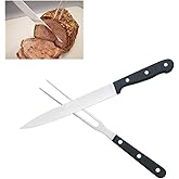 Carving Knife Set for Meat Turkey, Set of 2 Stainless Steel Carving Fork Guard and Slicer Home Gourmet BBQ Tools Cutlery Knives for Brisket Meat Roast Ham